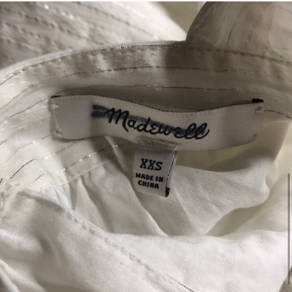 MADEWELL Metallic Striped Ruffle- Sleeve Dress XXS - Picture 8 of 10